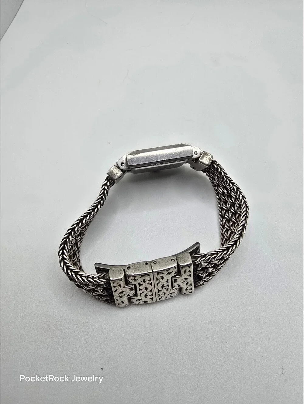 Lois Hill Women’s Swiss Made Quartz Rectangle Silver Dial 925 SILVER Bracelet